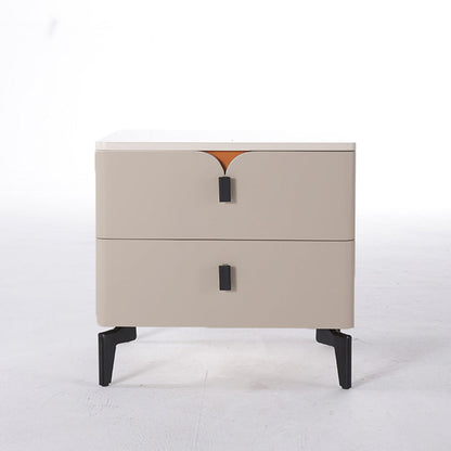 Eco-Friendly E1 Grade MDF Nightstand - Modern Minimalist Style Rectangular Bedside Table 2-Drawer For Bedroom