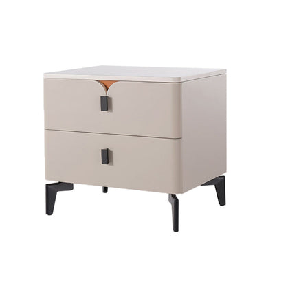 Eco-Friendly E1 Grade MDF Nightstand - Modern Minimalist Style Rectangular Bedside Table 2-Drawer For Bedroom