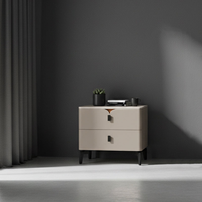 Eco-Friendly E1 Grade MDF Nightstand - Modern Minimalist Style Rectangular Bedside Table 2-Drawer For Bedroom