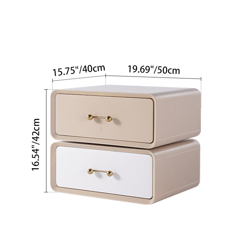 Nordic Style 360° Rotating Nightstand - Morandi Colors Eco Material Rectangular Bedside Table 2-Drawer For Bedroom & Living Room