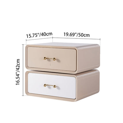 Nordic Style 360° Rotating Nightstand - Morandi Colors Eco Material Rectangular Bedside Table 2-Drawer For Bedroom & Living Room