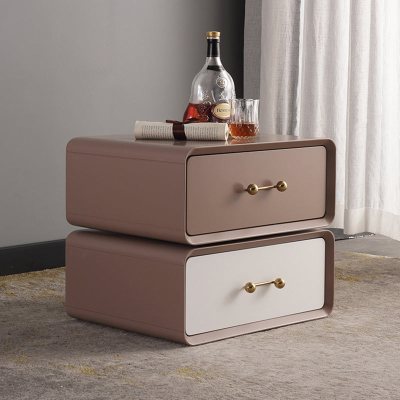 Nordic Style 360° Rotating Nightstand - Morandi Colors Eco Material Rectangular Bedside Table 2-Drawer For Bedroom & Living Room