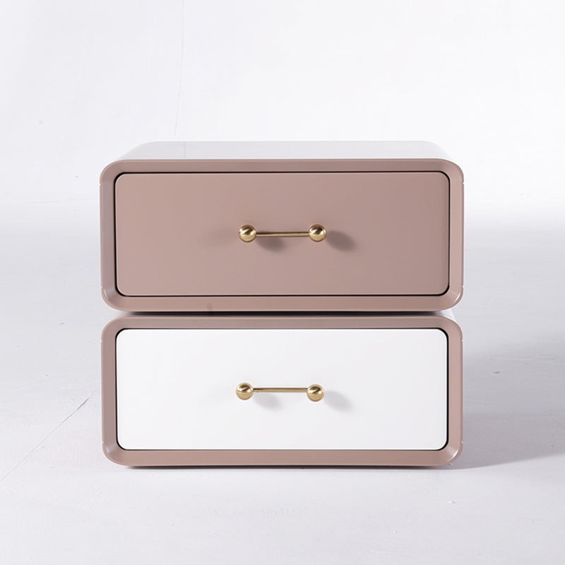 Nordic Style 360° Rotating Nightstand - Morandi Colors Eco Material Rectangular Bedside Table 2-Drawer For Bedroom & Living Room