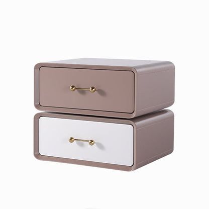 Nordic Style 360° Rotating Nightstand - Morandi Colors Eco Material Rectangular Bedside Table 2-Drawer For Bedroom & Living Room