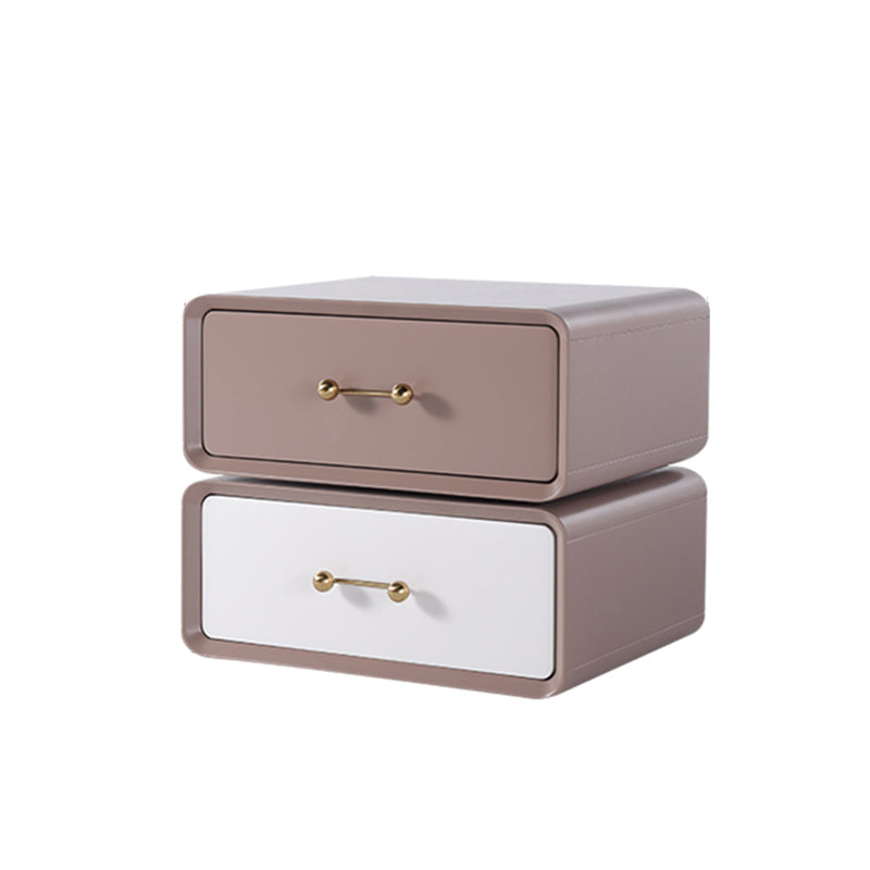 Nordic Style 360° Rotating Nightstand - Morandi Colors Eco Material Rectangular Bedside Table 2-Drawer For Bedroom & Living Room