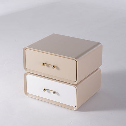 Nordic Style 360° Rotating Nightstand - Morandi Colors Eco Material Rectangular Bedside Table 2-Drawer For Bedroom & Living Room