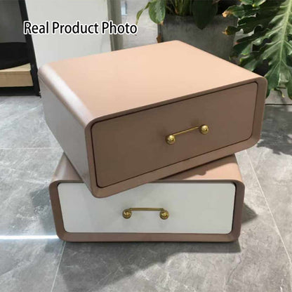 Nordic Style 360° Rotating Nightstand - Morandi Colors Eco Material Rectangular Bedside Table 2-Drawer For Bedroom & Living Room
