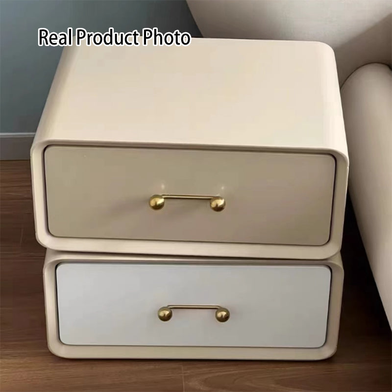 Nordic Style 360° Rotating Nightstand - Morandi Colors Eco Material Rectangular Bedside Table 2-Drawer For Bedroom & Living Room