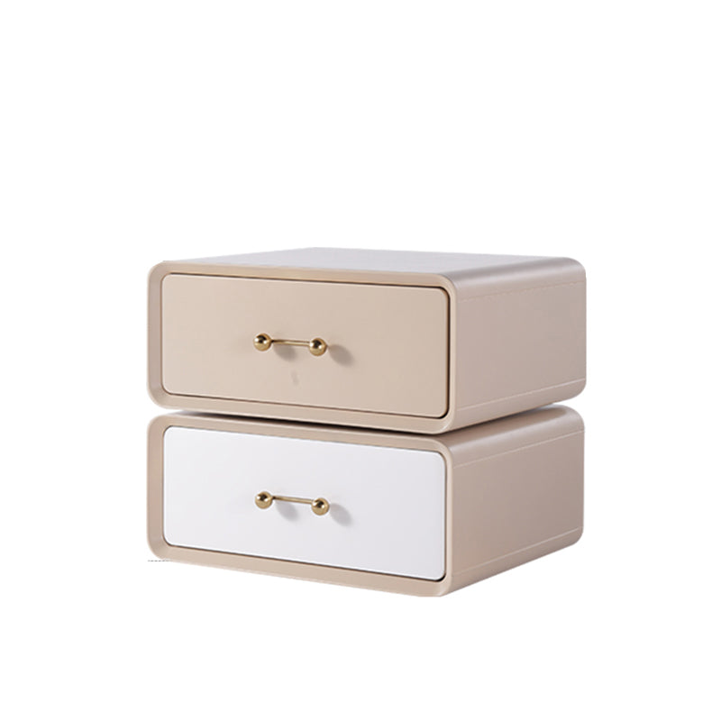 Nordic Style 360° Rotating Nightstand - Morandi Colors Eco Material Rectangular Bedside Table 2-Drawer For Bedroom & Living Room