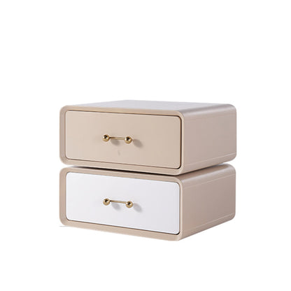 Nordic Style 360° Rotating Nightstand - Morandi Colors Eco Material Rectangular Bedside Table 2-Drawer For Bedroom & Living Room