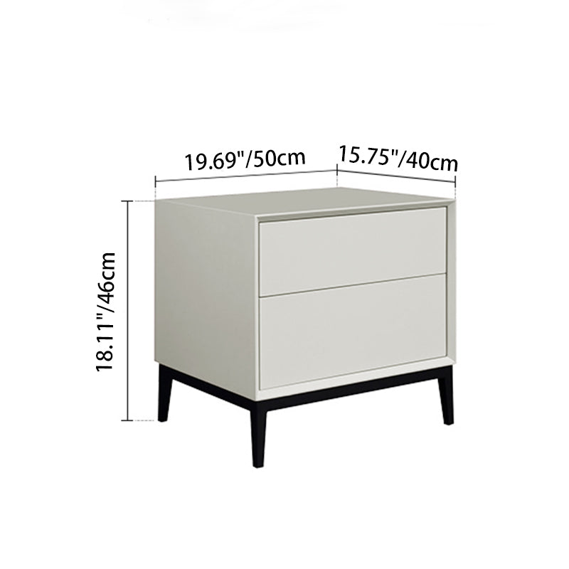 Industrial Style Nightstand - Heavy-Duty Carbon Steel Bedside Table 2-Drawer For Bedroom & Living Room