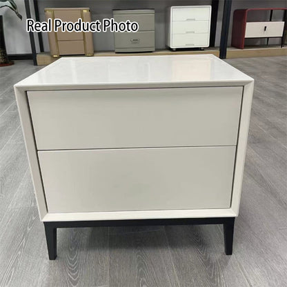 Industrial Style Nightstand - Heavy-Duty Carbon Steel Bedside Table 2-Drawer For Bedroom & Living Room