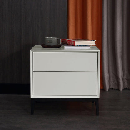 Industrial Style Nightstand - Heavy-Duty Carbon Steel Bedside Table 2-Drawer For Bedroom & Living Room