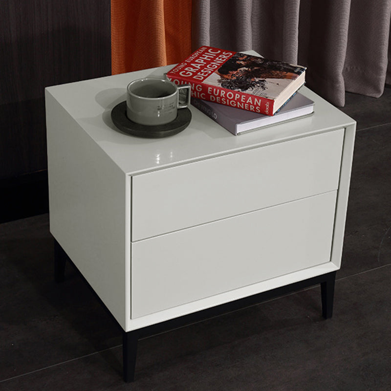 Industrial Style Nightstand - Heavy-Duty Carbon Steel Bedside Table 2-Drawer For Bedroom & Living Room