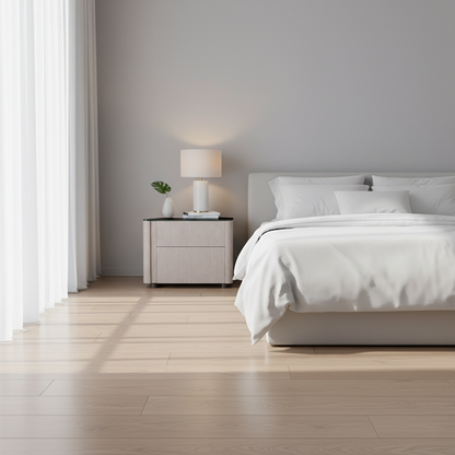 Sleek Style & Effortless Storage Nightstand - Tempered Glass Top & Push-to-Open Bedside Table 2-Drawer For Bedroom