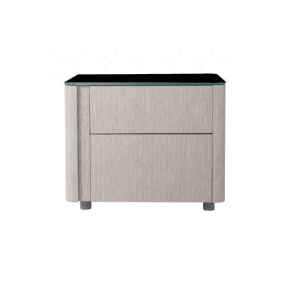 Sleek Style & Effortless Storage Nightstand - Tempered Glass Top & Push-to-Open Bedside Table 2-Drawer For Bedroom