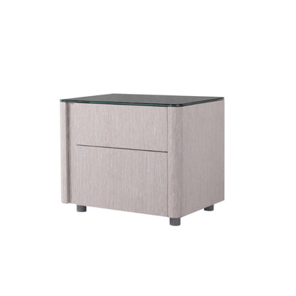 Sleek Style & Effortless Storage Nightstand - Tempered Glass Top & Push-to-Open Bedside Table 2-Drawer For Bedroom