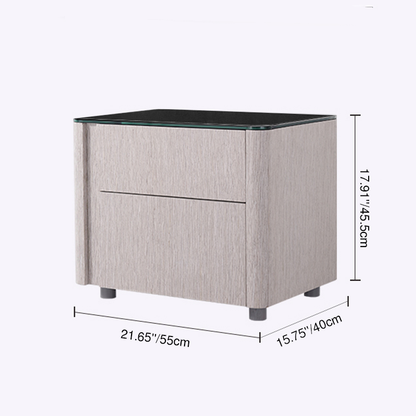 Sleek Style & Effortless Storage Nightstand - Tempered Glass Top & Push-to-Open Bedside Table 2-Drawer For Bedroom