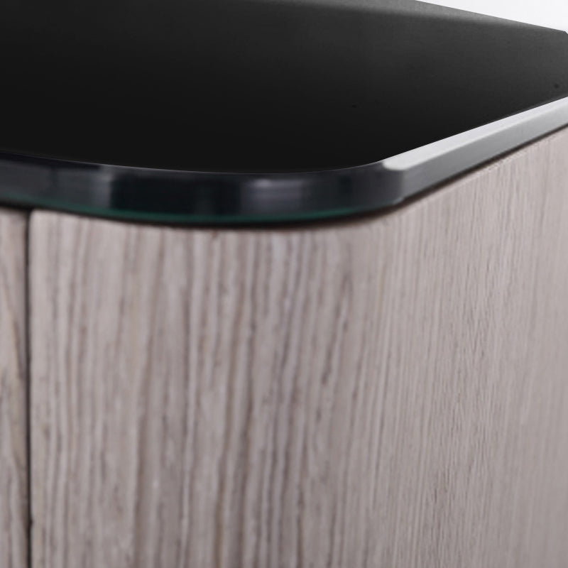 Sleek Style & Effortless Storage Nightstand - Tempered Glass Top & Push-to-Open Bedside Table 2-Drawer For Bedroom