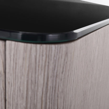 Sleek Style & Effortless Storage Nightstand - Tempered Glass Top & Push-to-Open Bedside Table 2-Drawer For Bedroom