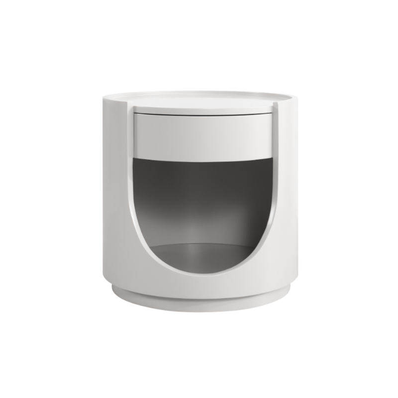 Scandinavian Style Round Nightstand - Space-Maximizing Storage Magic Bedside Table 1-Drawer For Bedroom