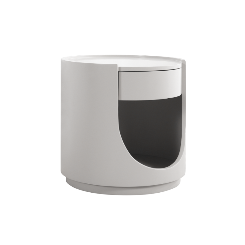 Scandinavian Style Round Nightstand - Space-Maximizing Storage Magic Bedside Table 1-Drawer For Bedroom