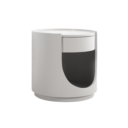 Scandinavian Style Round Nightstand - Space-Maximizing Storage Magic Bedside Table 1-Drawer For Bedroom