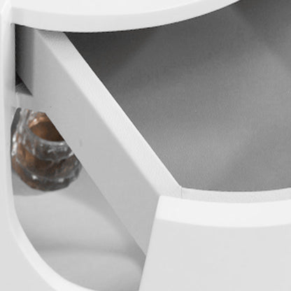 Scandinavian Style Round Nightstand - Space-Maximizing Storage Magic Bedside Table 1-Drawer For Bedroom