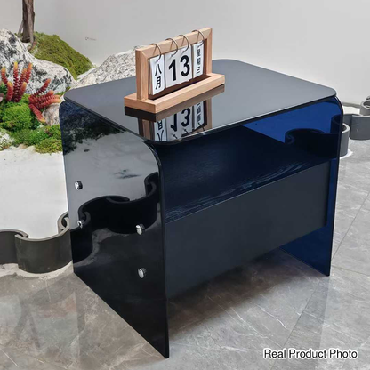 Maximize Storage Industrial Nightstand - Scratch-Resistant Tempered Glass Bedside Table 1-Drawer For Bedroom & Living Room