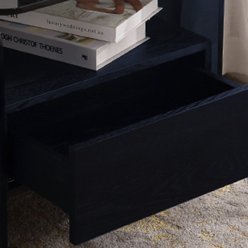 Maximize Storage Industrial Nightstand - Scratch-Resistant Tempered Glass Bedside Table 1-Drawer For Bedroom & Living Room