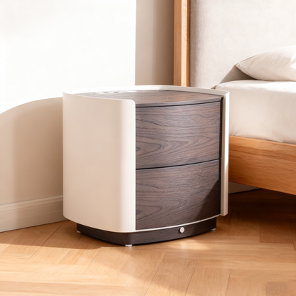 Vintage-Inspired Smart Nightstand - Wireless Fast Charging & Easy Functionality Bedside Table 2-Drawer For Bedroom