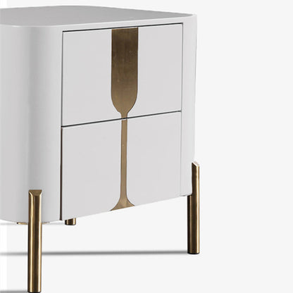 Refined Minimalist Nightstand - E1 Eco-Friendly Frame & Premium Baked Enamel Surface Bedside Table 2-Drawer For Bedroom & Living Room