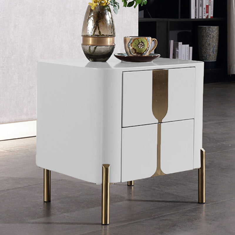 Refined Minimalist Nightstand - E1 Eco-Friendly Frame & Premium Baked Enamel Surface Bedside Table 2-Drawer For Bedroom & Living Room