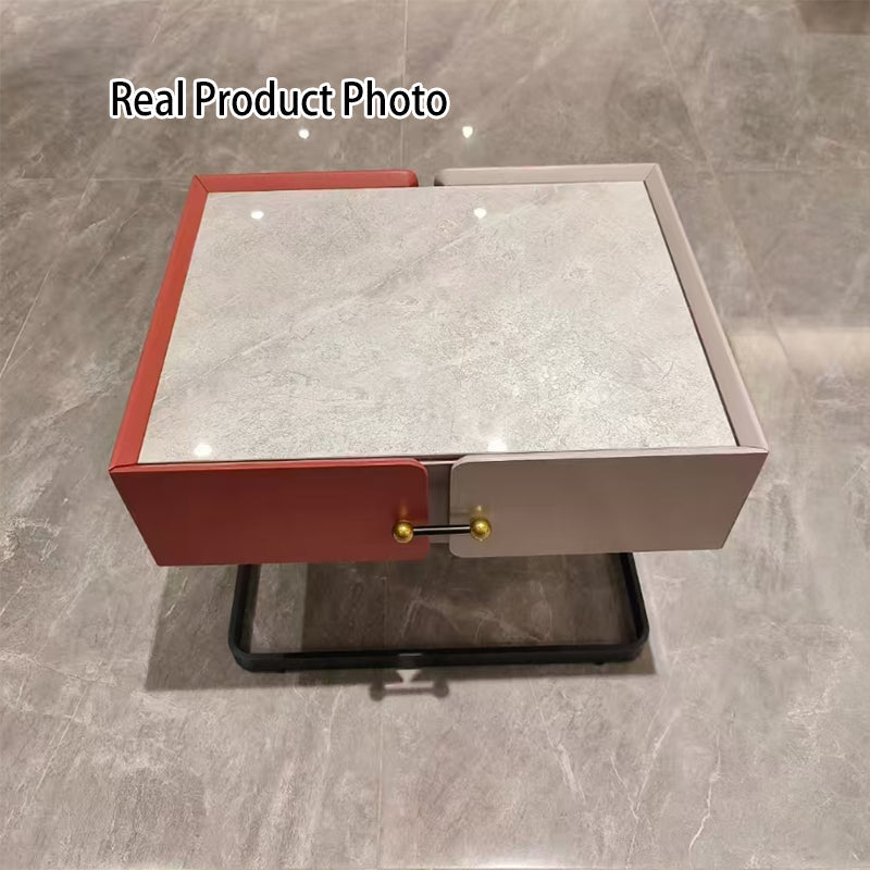 Industrial Stylish Floating Nightstand - Premium Sintered Stone Top & Durable E1 Frame Bedside Table 1-Drawer For Bedroom