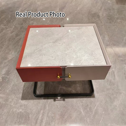 Industrial Stylish Floating Nightstand - Premium Sintered Stone Top & Durable E1 Frame Bedside Table 1-Drawer For Bedroom