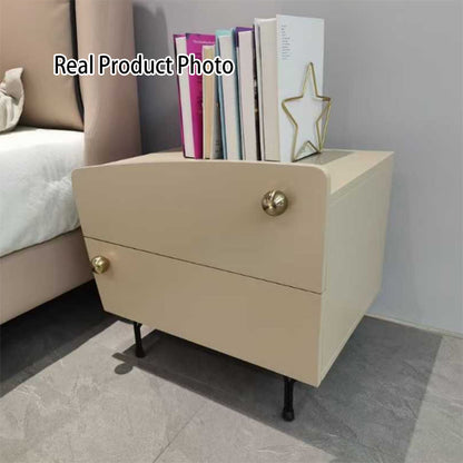 Nordic Irregular-Shaped Nightstand - Baking Paint & Practical Fresh Storage Bedside Table 2-Drawer For Bedroom