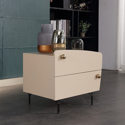 Nordic Irregular-Shaped Nightstand - Baking Paint & Practical Fresh Storage Bedside Table 2-Drawer For Bedroom