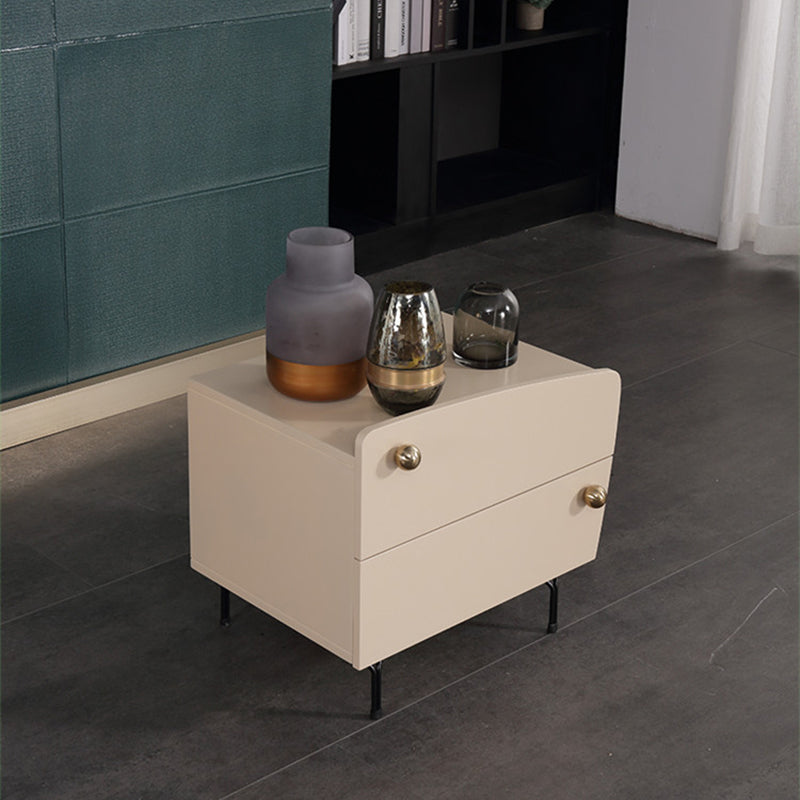 Nordic Irregular-Shaped Nightstand - Baking Paint & Practical Fresh Storage Bedside Table 2-Drawer For Bedroom