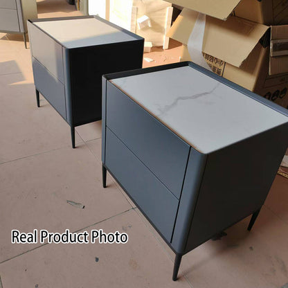 Space-Saving Minimalist Nightstand - Long-Lasting Baking Paint Color Bedside Table 2-Drawer For Bedroom