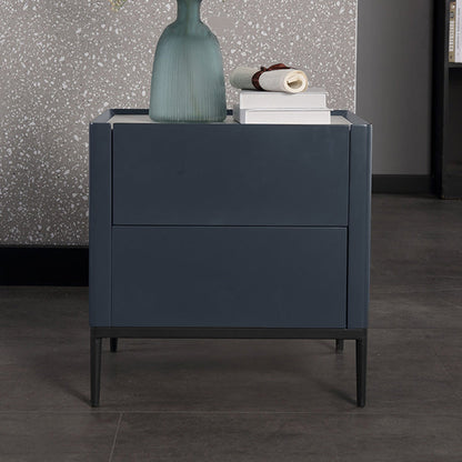 Space-Saving Minimalist Nightstand - Long-Lasting Baking Paint Color Bedside Table 2-Drawer For Bedroom