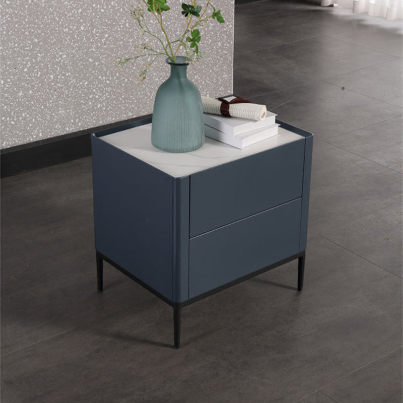 Space-Saving Minimalist Nightstand - Long-Lasting Baking Paint Color Bedside Table 2-Drawer For Bedroom