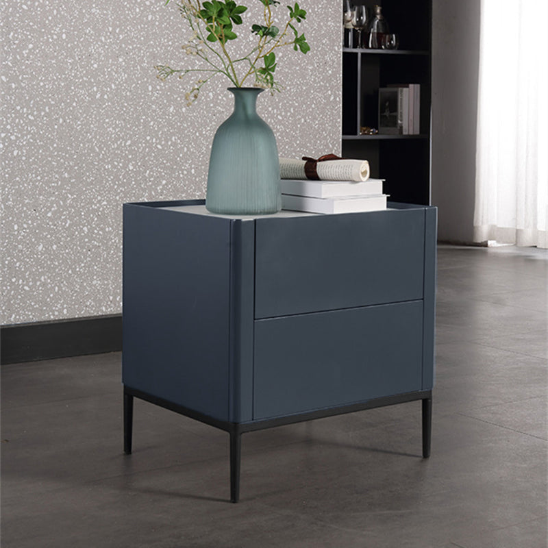 Space-Saving Minimalist Nightstand - Long-Lasting Baking Paint Color Bedside Table 2-Drawer For Bedroom