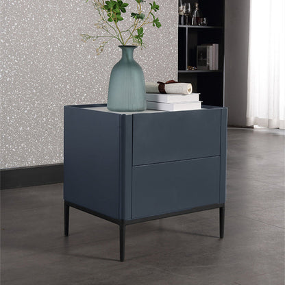 Space-Saving Minimalist Nightstand - Long-Lasting Baking Paint Color Bedside Table 2-Drawer For Bedroom