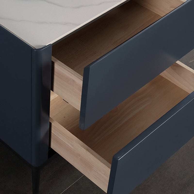 Space-Saving Minimalist Nightstand - Long-Lasting Baking Paint Color Bedside Table 2-Drawer For Bedroom