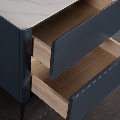 Space-Saving Minimalist Nightstand - Long-Lasting Baking Paint Color Bedside Table 2-Drawer For Bedroom
