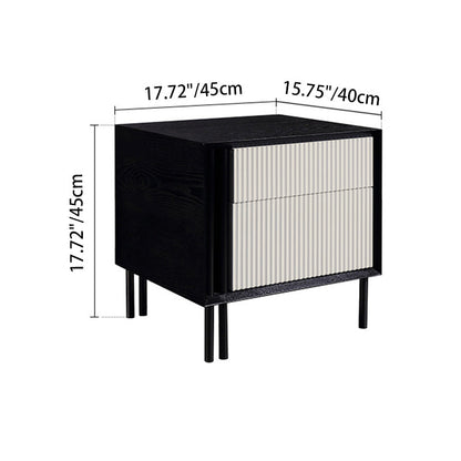 Artistic Modern Minimalist Nightstand - Wave-Patterned Baking Paint & Eye-Catching Color Block Bedside Table 2-Drawer For Bedroom