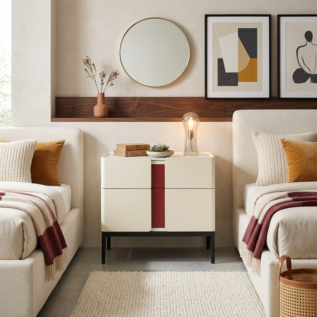 Premium Material Combination Bedside Table - Clever Dual-Drawer Storage Nightstand 2-Drawer For Elegant Bedroom