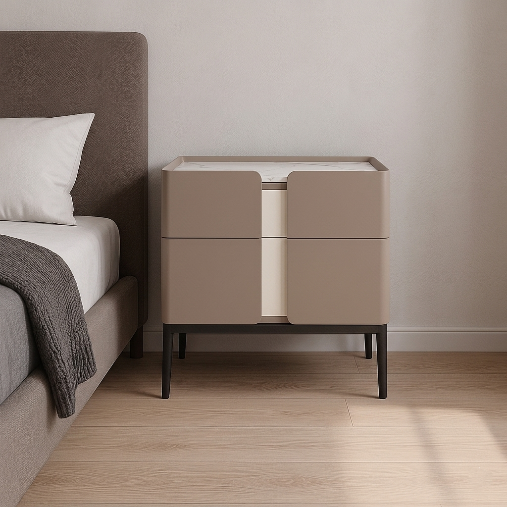 Premium Material Combination Bedside Table - Clever Dual-Drawer Storage Nightstand 2-Drawer For Elegant Bedroom