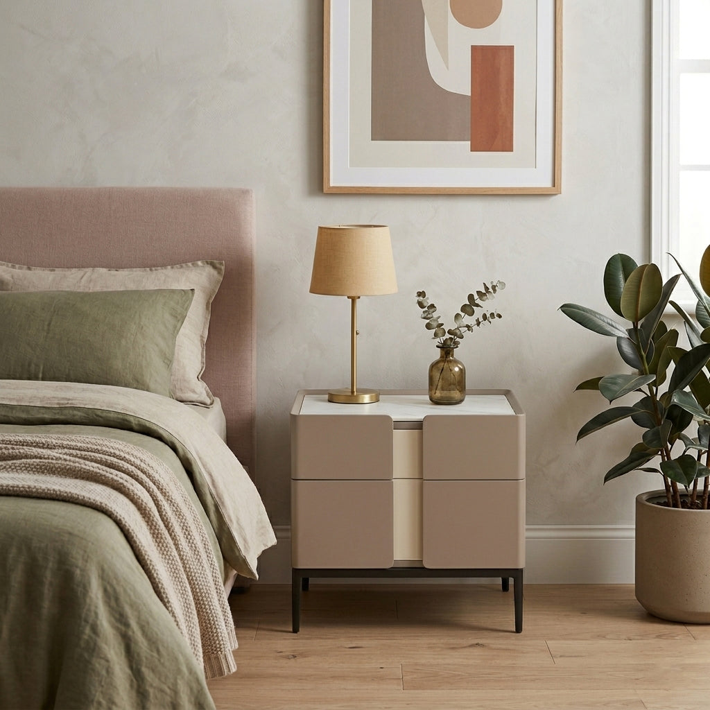 Premium Material Combination Bedside Table - Clever Dual-Drawer Storage Nightstand 2-Drawer For Elegant Bedroom