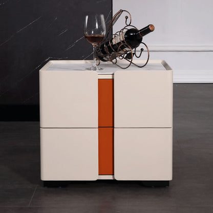 Personalized & Flexible Luxury Bedside Table - Detachable Legs & Symmetrical Block Design Nightstand 2-Drawer For Bedroom